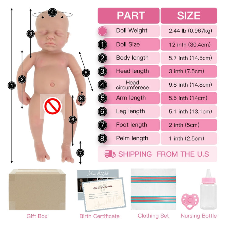 12" Silicone Doll teddy