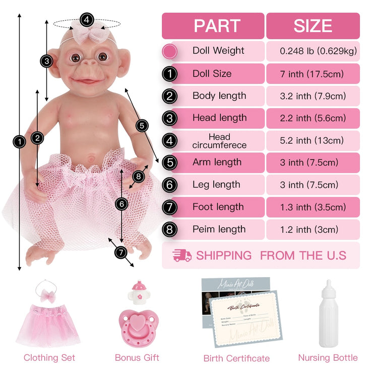 Silicone Monkey baby Doll